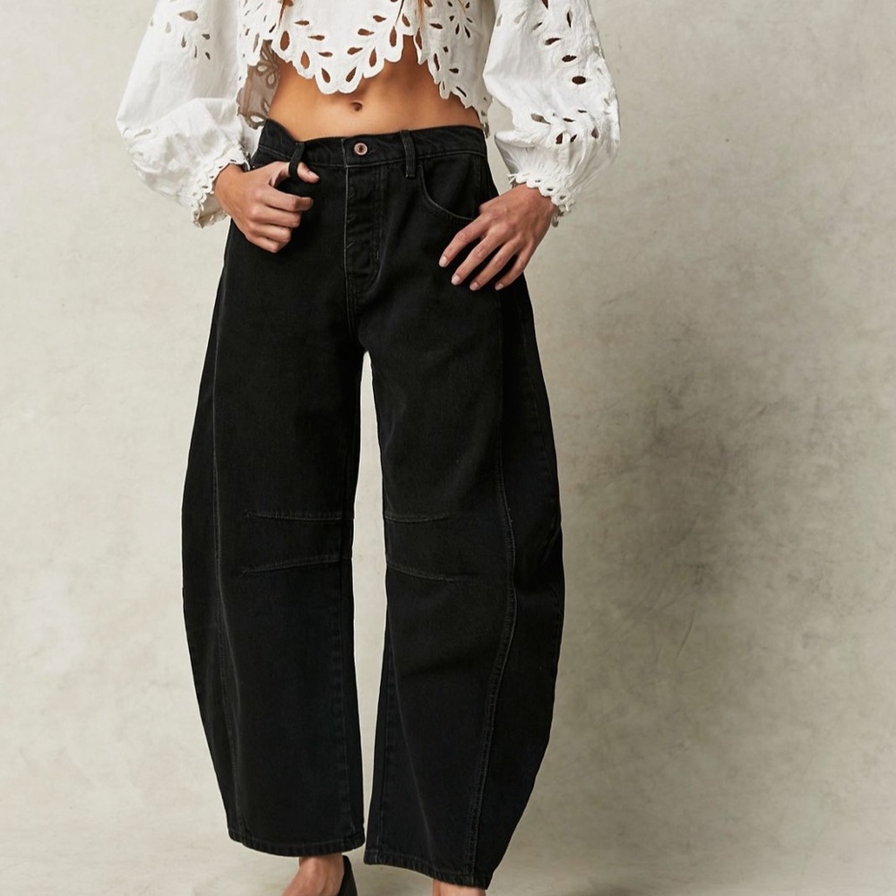 Free People We The Free Good Luck Barrel Jeans Black